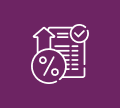 Icon of a checklist with a clock, document, and upward arrow, symbolizing progress and task completion on a purple background.